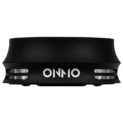 Front view of the ONMO HMD Black Heat Management Device showcasing the sleek black aluminium design.