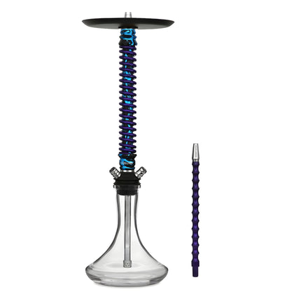 Mamay Customs Coilovers Hookah with Blue Splash and Purple Design, Premium Russian Hookah
