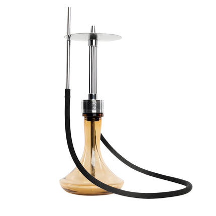 BS Hookah REF shisha pipe with amber glass vase and stainless steel stem
