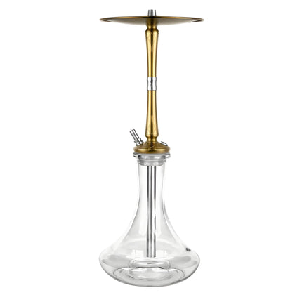 Luxury design of Hoob Go On Gold Hookah featuring gold-plated stainless steel stem
