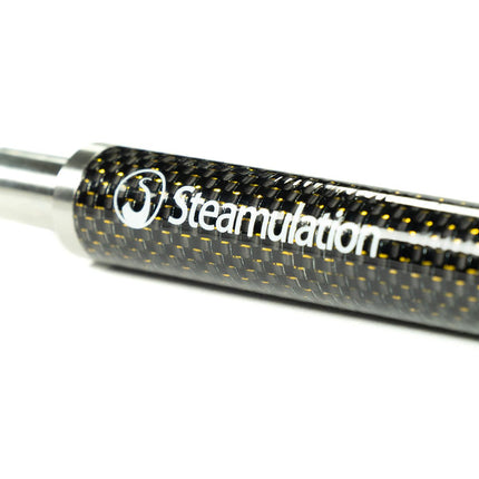 Close-up of Steamulation Carbon Mouthpiece in gold finish.
