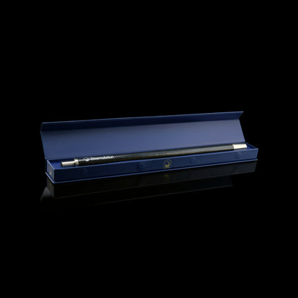 Steamulation Carbon Mouthpiece in blue finish inside box – dark view.
