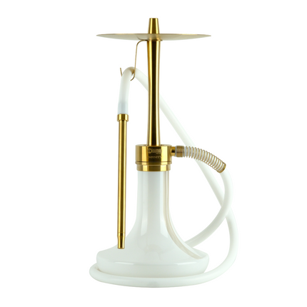 Oduman Infinity Hookah - White Glass with Gold Body