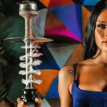 Tempus Sceptre Zeus Edition Hookah lifestyle shot with model